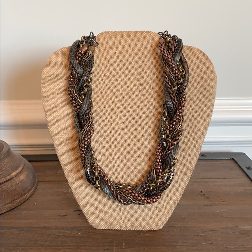 Chunky dark twisted metals necklace